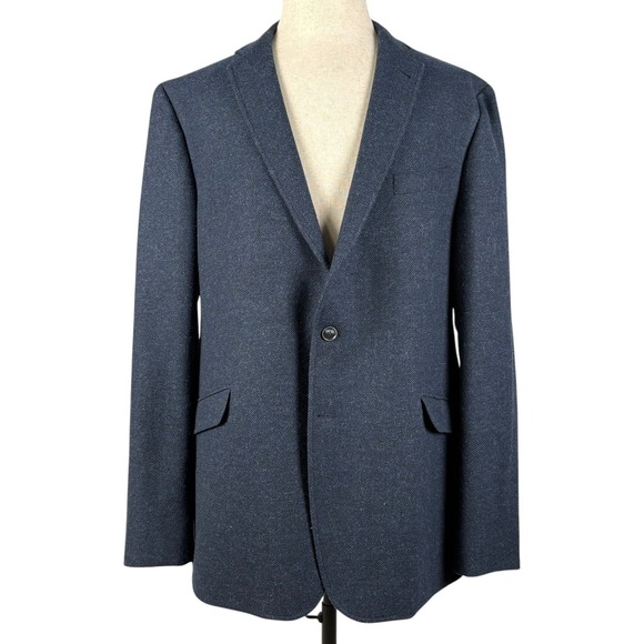 Joseph Abboud Other - Joseph‎ Abboud Herringbone Sport Coat Mens 46L Navy Blue Wool Slim Fit Blazer